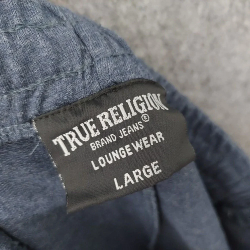 True‎ Religion Sweatpants Men L Blue Horseshoe Logo Streetwear Lounge Drawstring